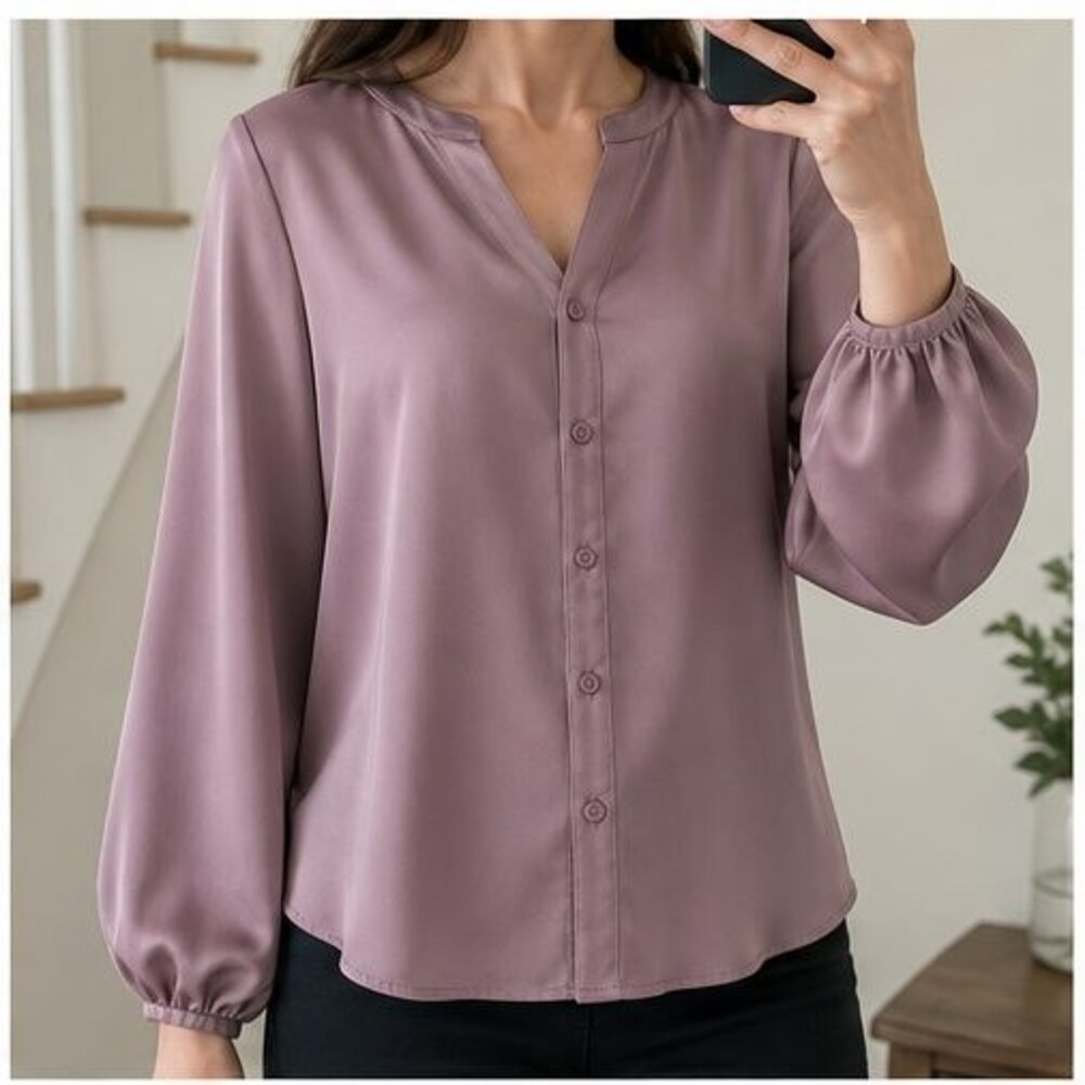 Mauve Ruffle Blouse - Picture 2 of 6